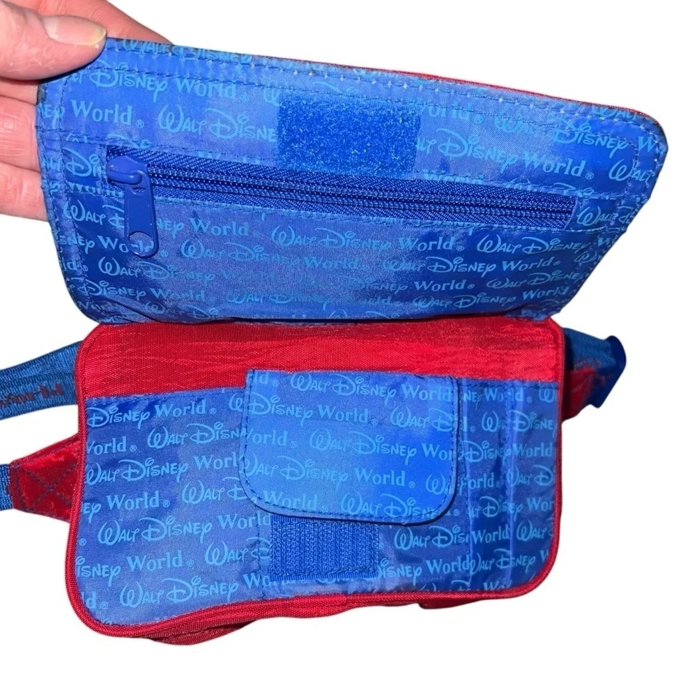 EUC Vintage Disney Walt Disney World Kids Red Blue Fannypack Bag Adjustable